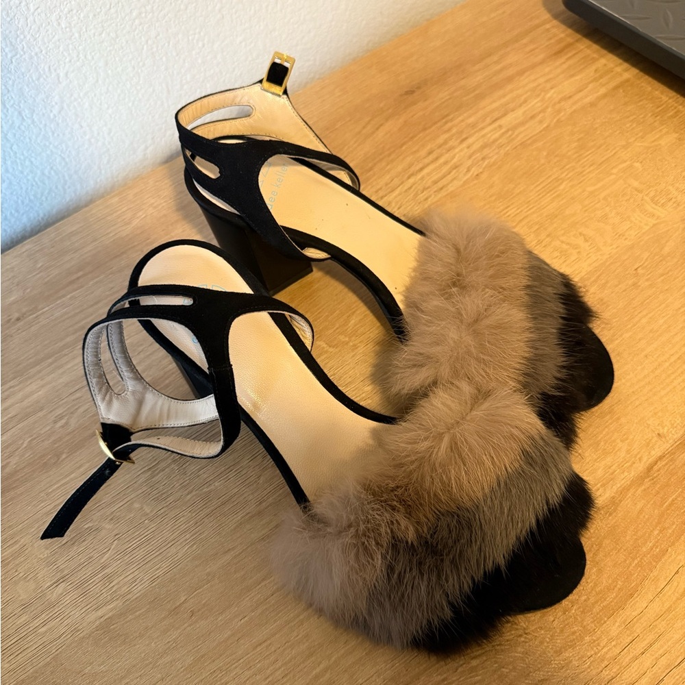 Dee Keller Savanna Heel fur block‎ size 36.5 black 6.5